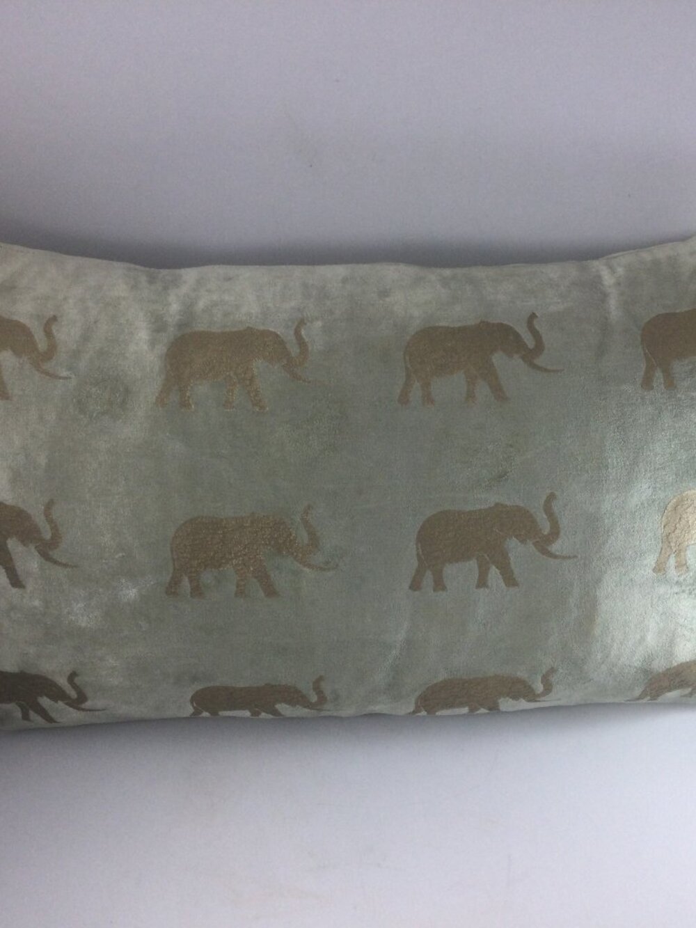 Thurston Reed Velvet Rectangular Pillow Green Velvet Gold Elephants 22" x 12"